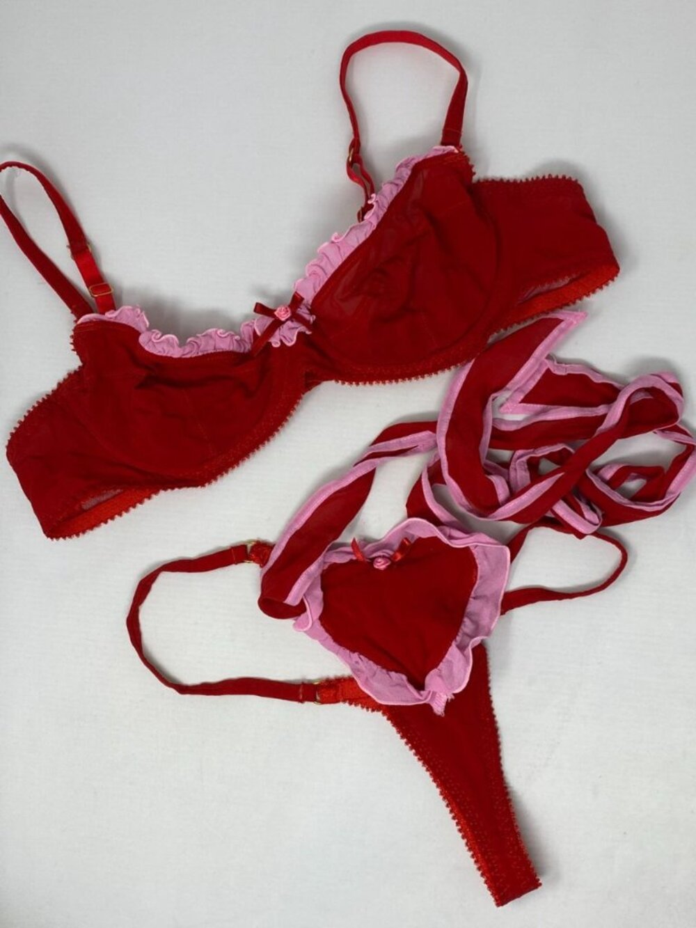 Agent Provocateur Red Pink Silk Blend Set 36B/3 New
